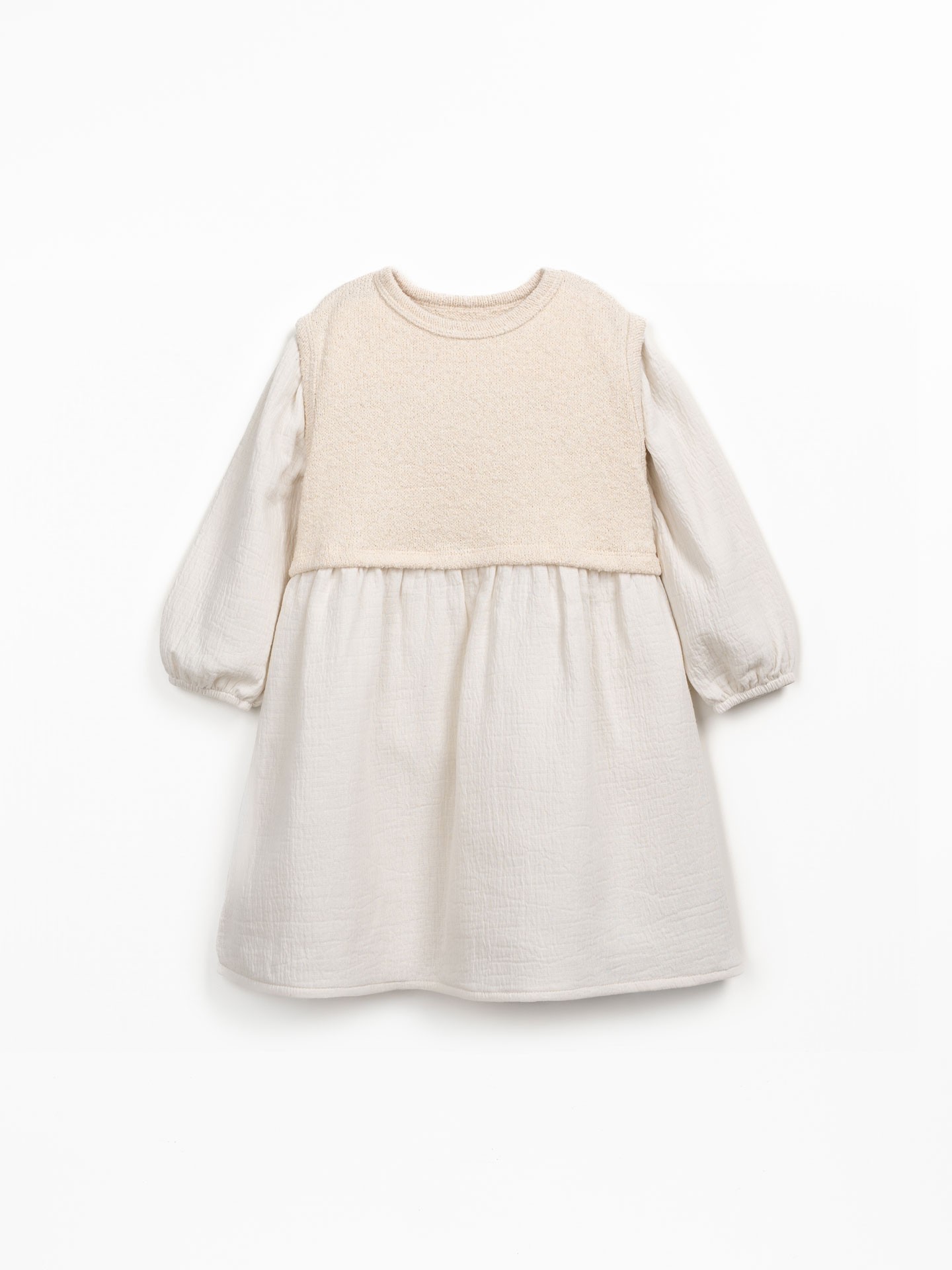 Robe à manches longues en mélange de maille et tissu