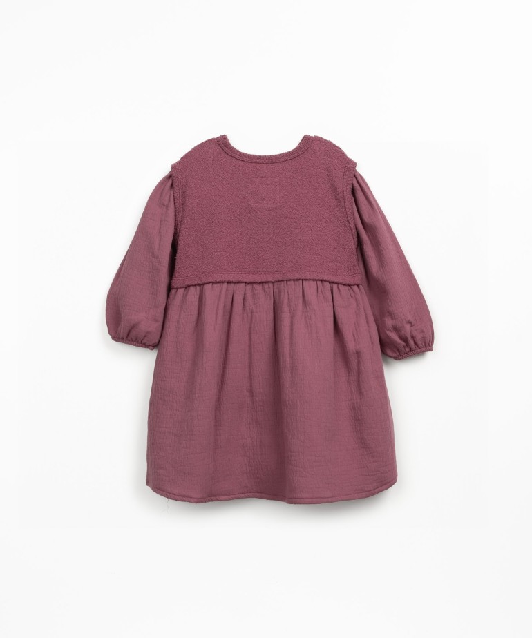 Long-sleeve dress in a blend of jersey and woven fabric