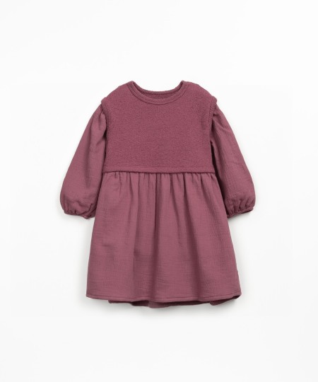 Long-sleeve dress in a blend of jersey and woven fabric