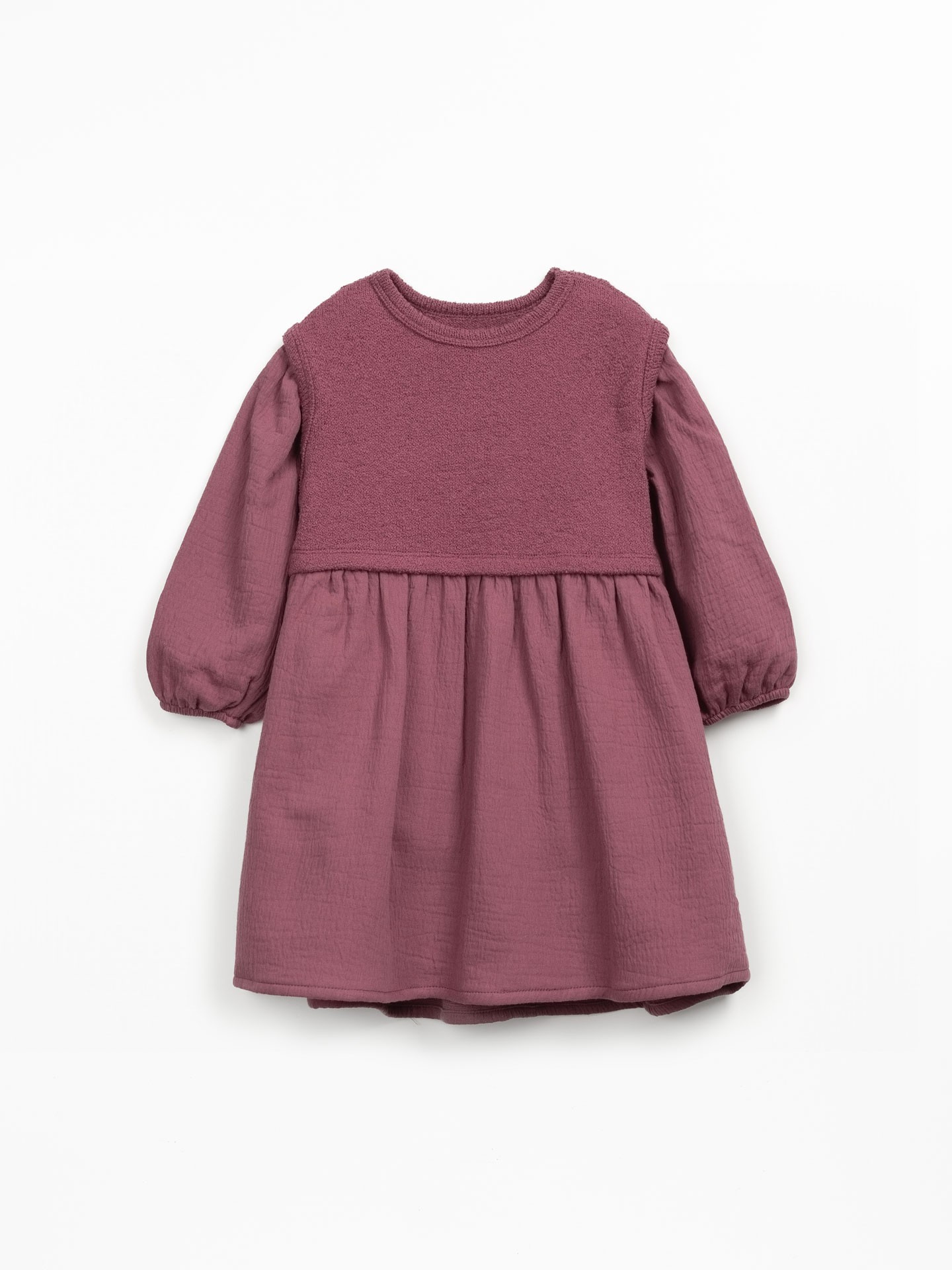 Robe à manches longues en mélange de maille et tissu