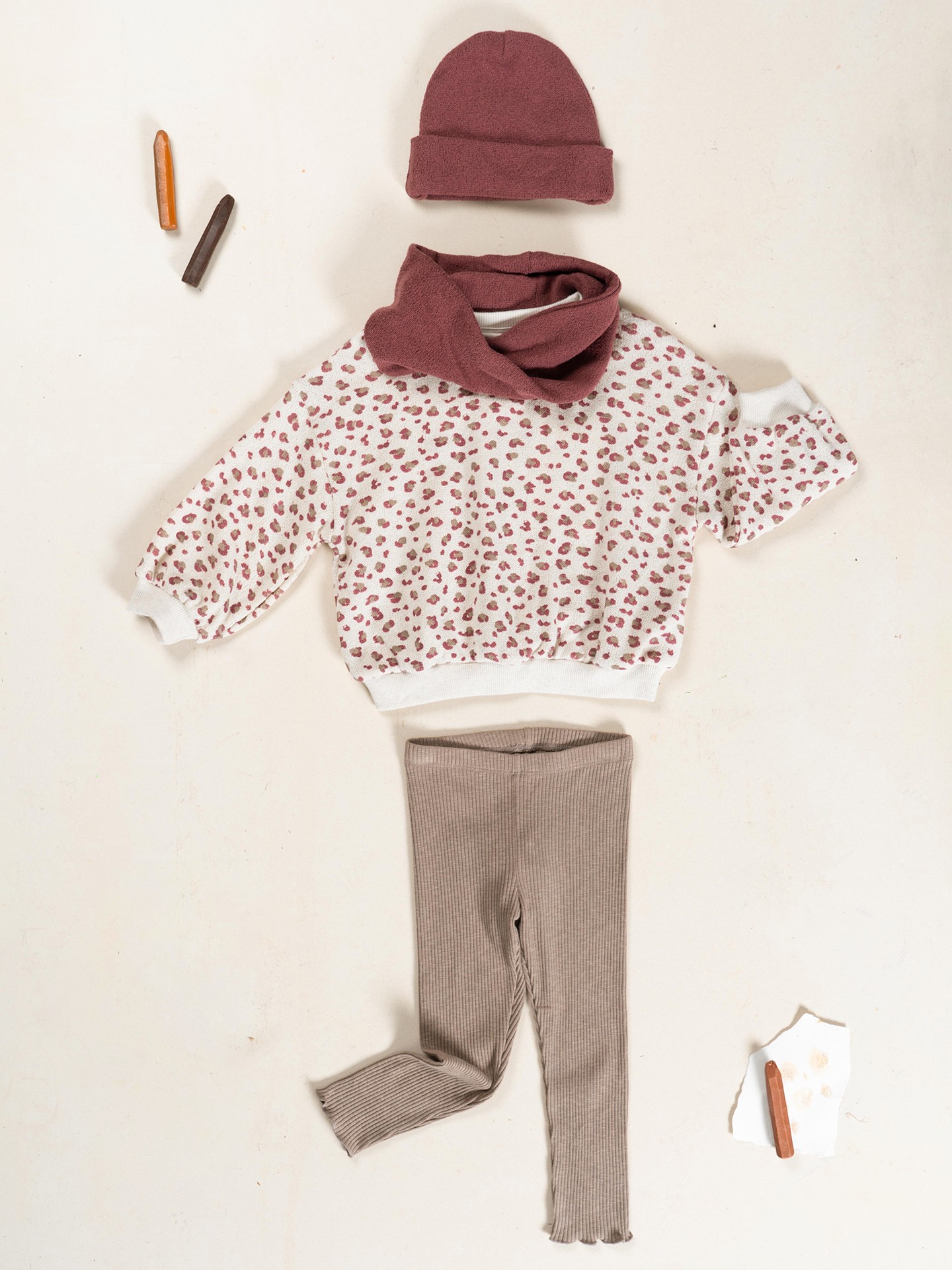 Leggings a costine in cotone biologico