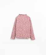 Jersey de punto en algodn orgnico con cuello alto y estampado exclusivo