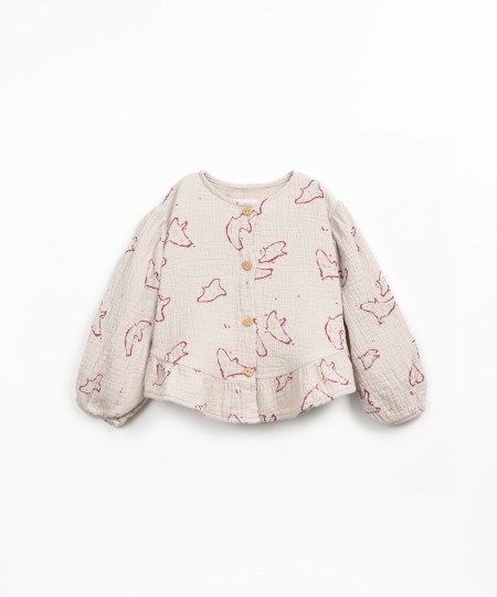 Cotton fabric shirt with bird print