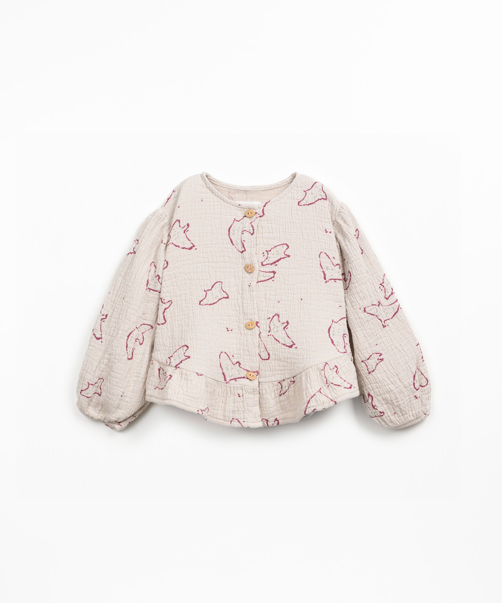 Cotton fabric shirt with bird print