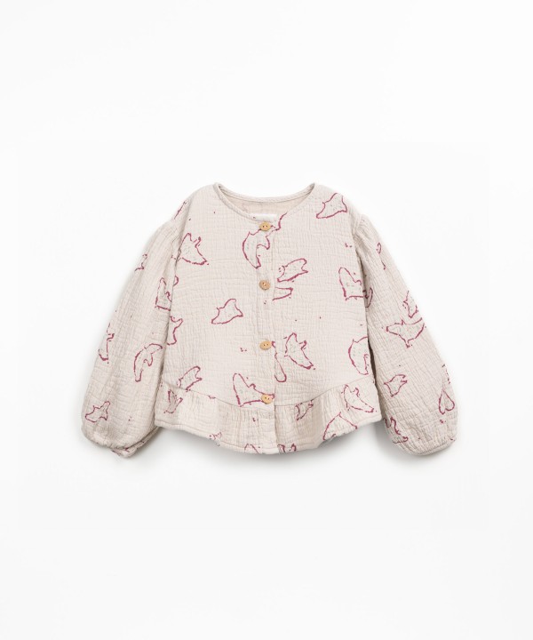 Cotton fabric shirt with bird print