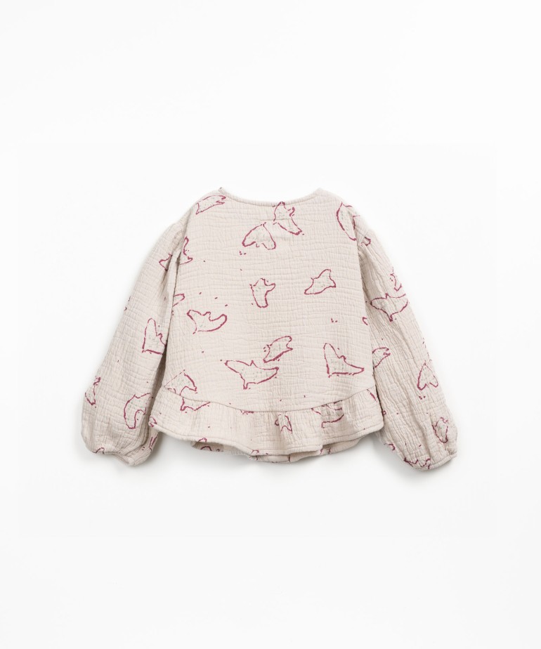 Cotton fabric shirt with bird print