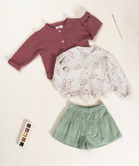 Camisa de algodón con estampado de pájaros