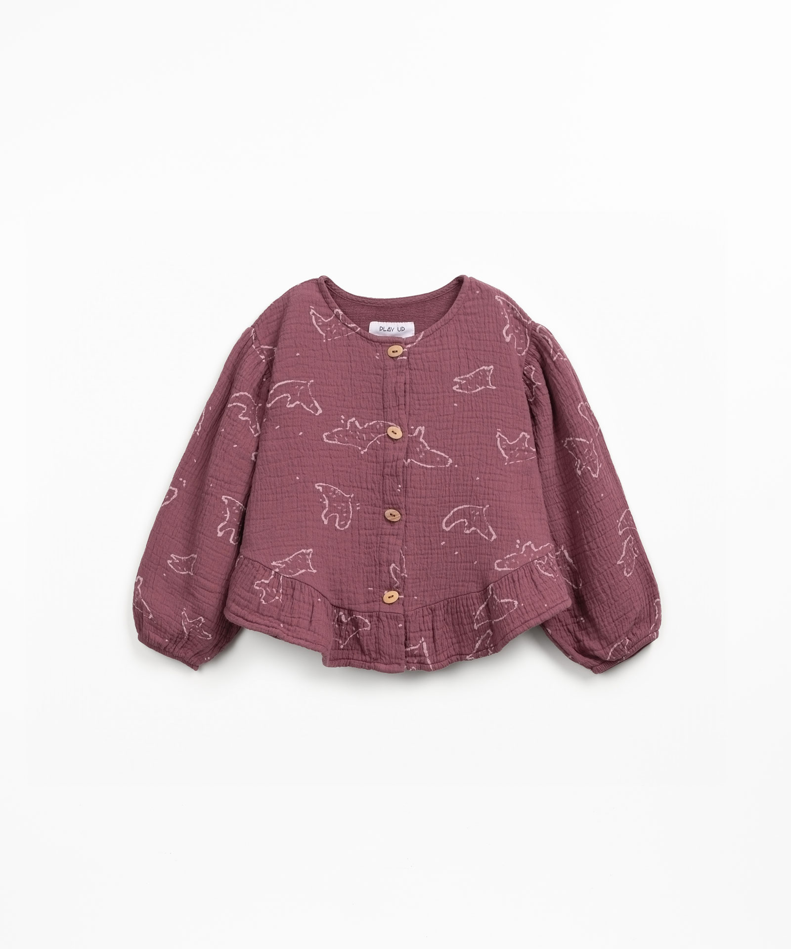 Cotton fabric shirt with bird print