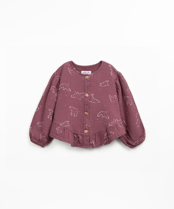 Cotton fabric shirt with bird print