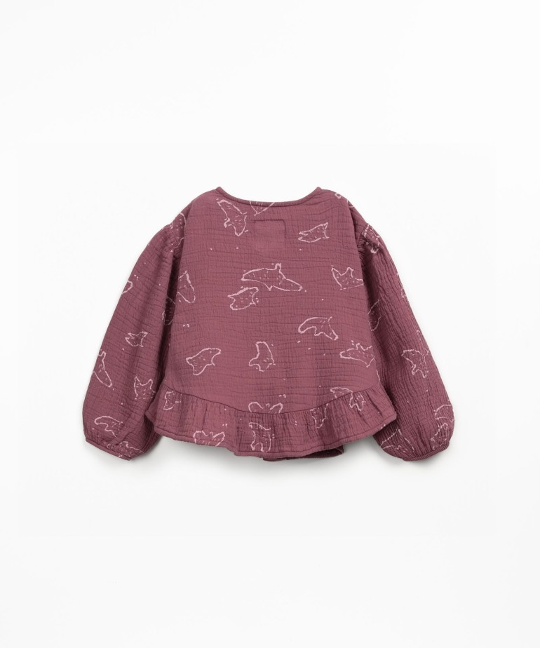 Cotton fabric shirt with bird print