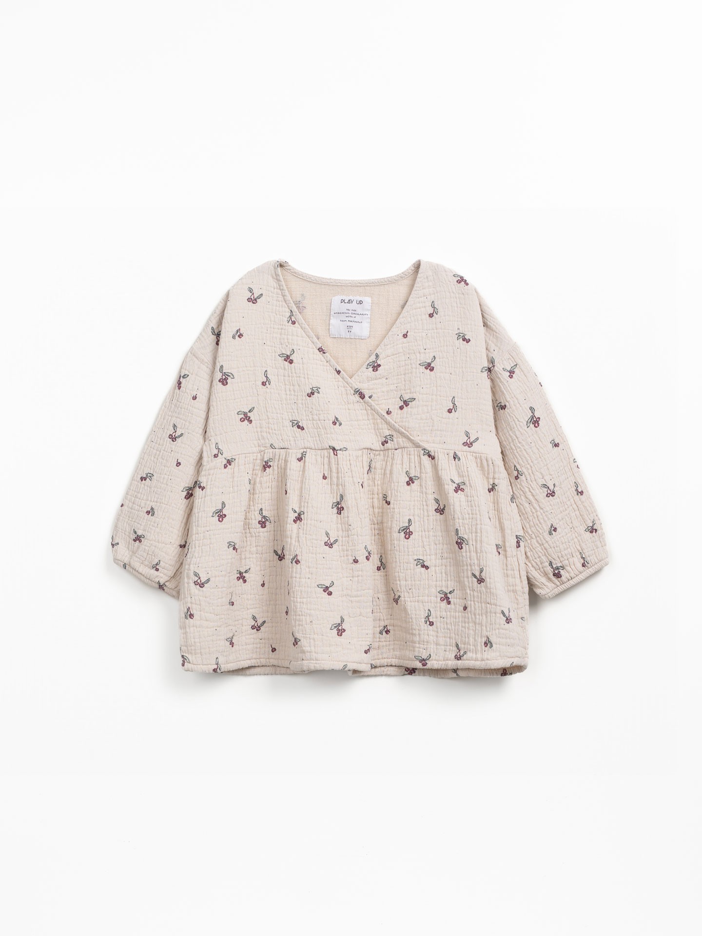 Tunique en coton avec imprimé et croisement