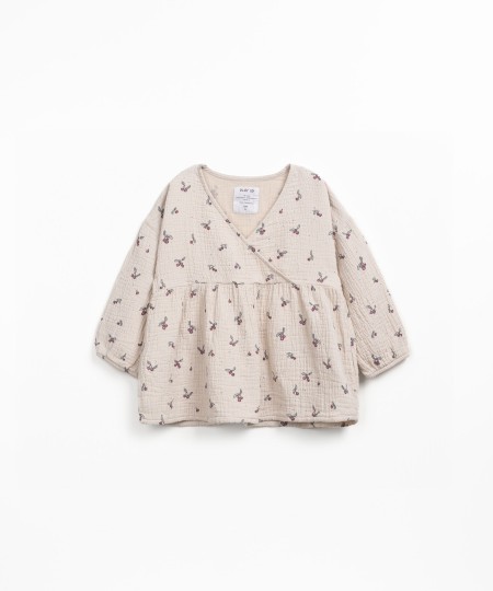 Cotton tunic with print and wrap-over design