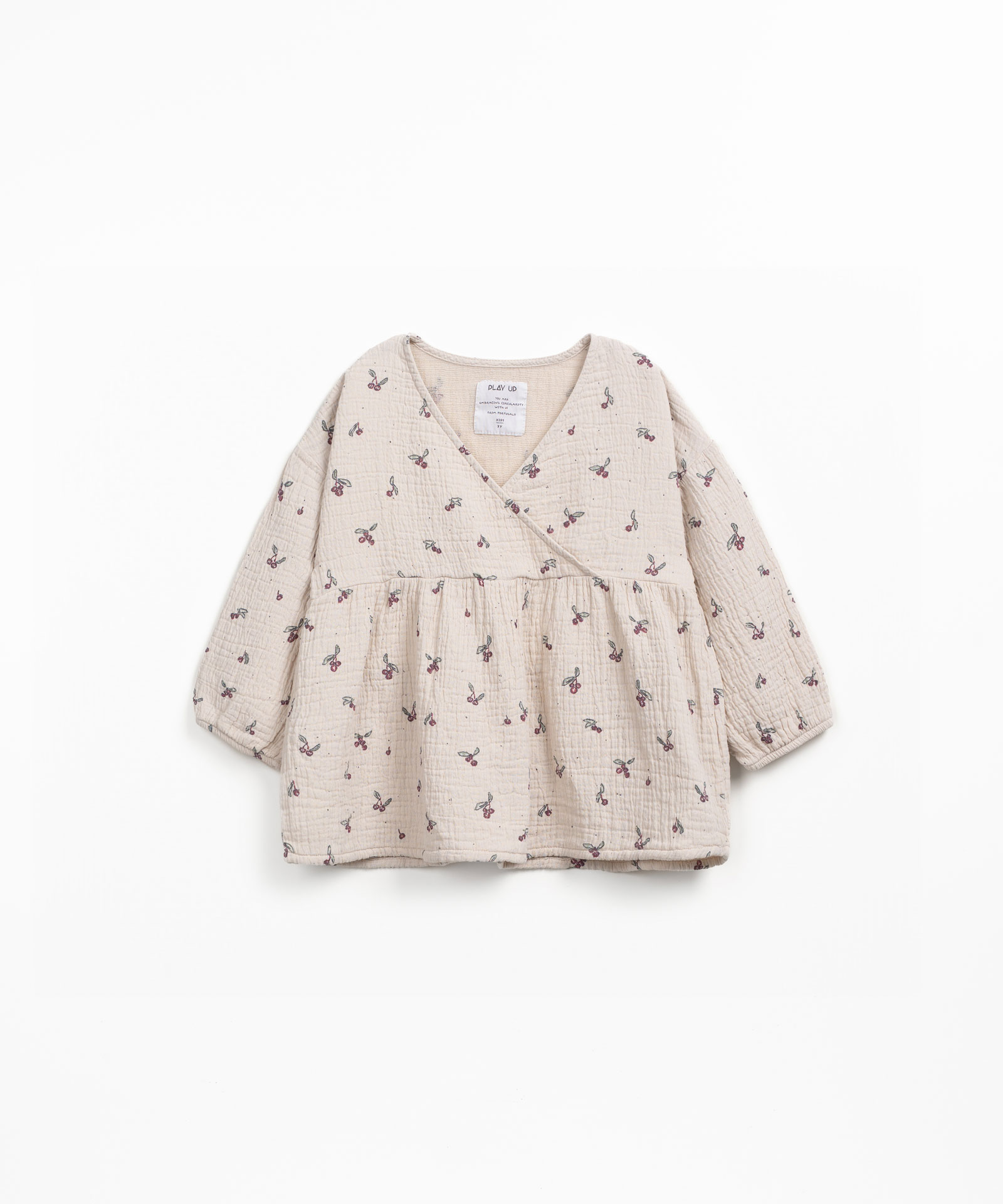 Cotton tunic with print and wrap-over design