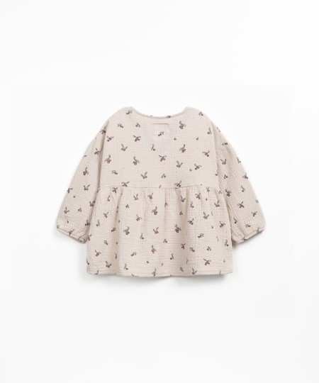 Tunica in cotone con stampa e incrocio