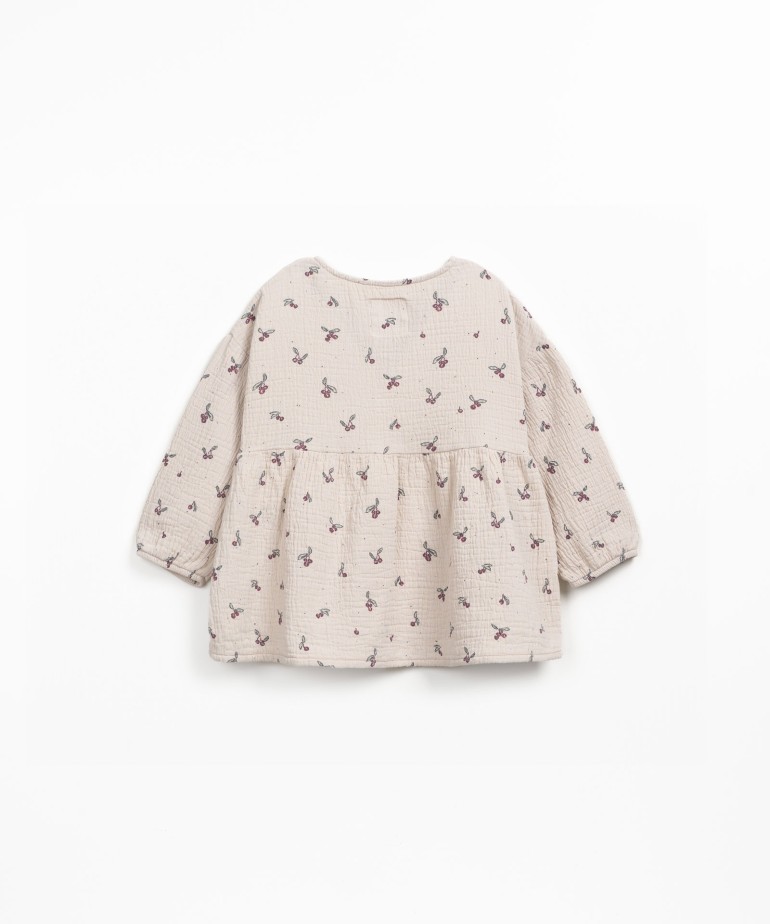 Cotton tunic with print and wrap-over design