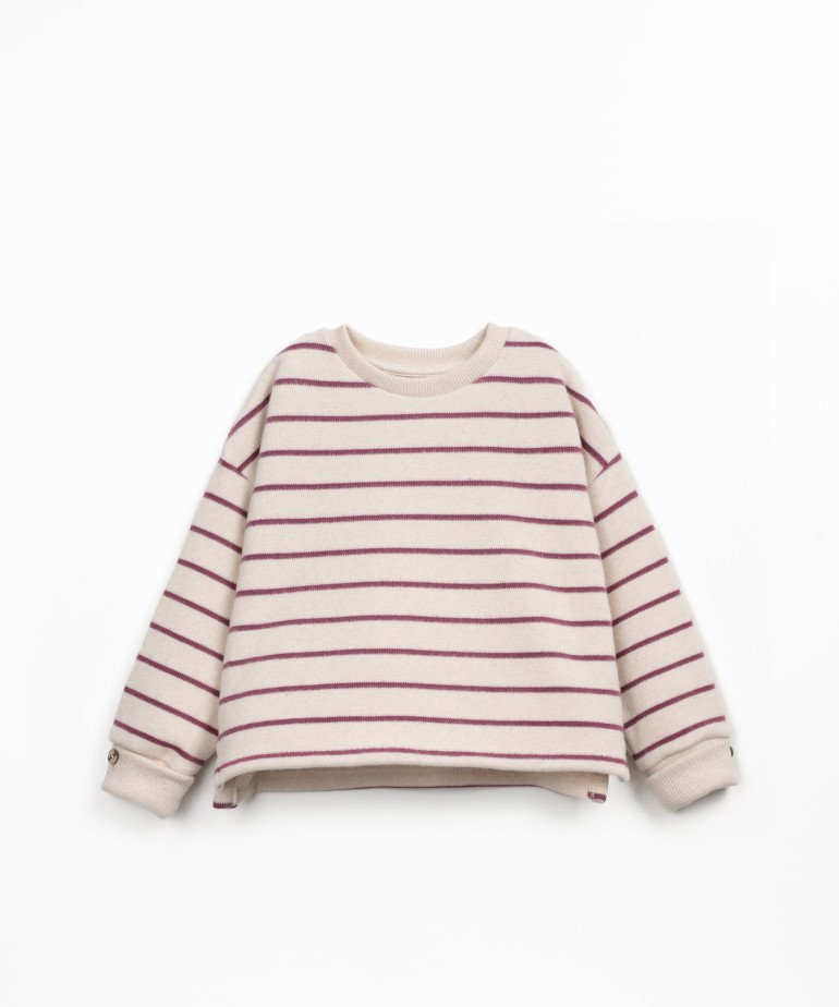 Striped sweater with brushed interior
