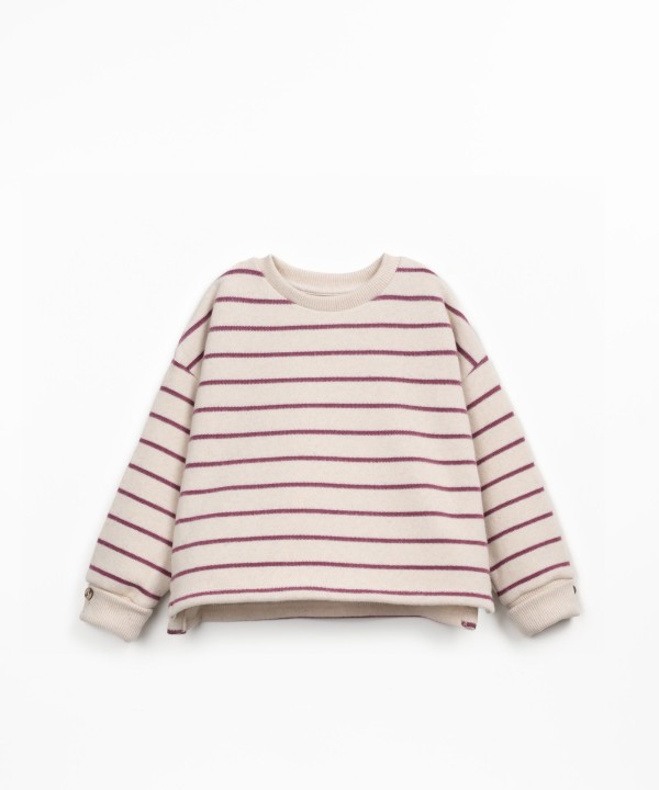 Striped sweater with brushed interior