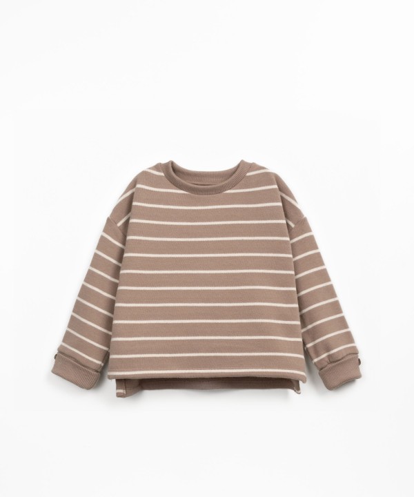 Striped sweater with brushed interior