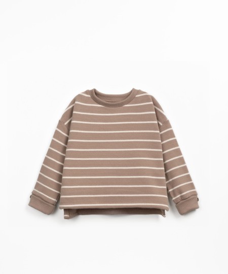 Striped sweater with brushed interior