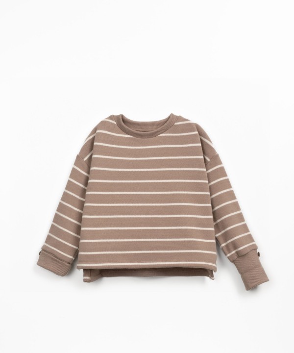 Striped sweater with brushed interior