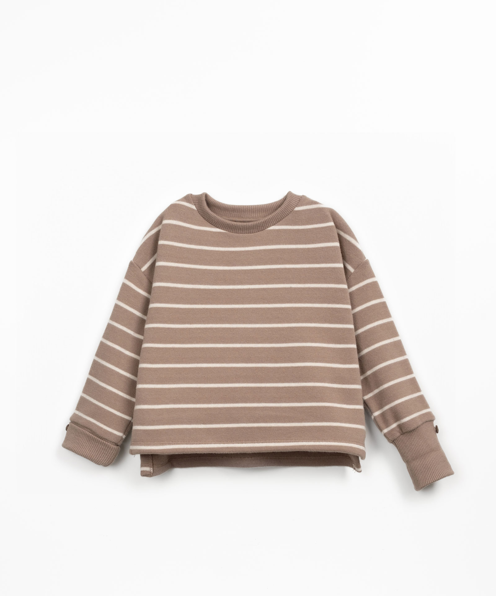 Striped sweater with brushed interior