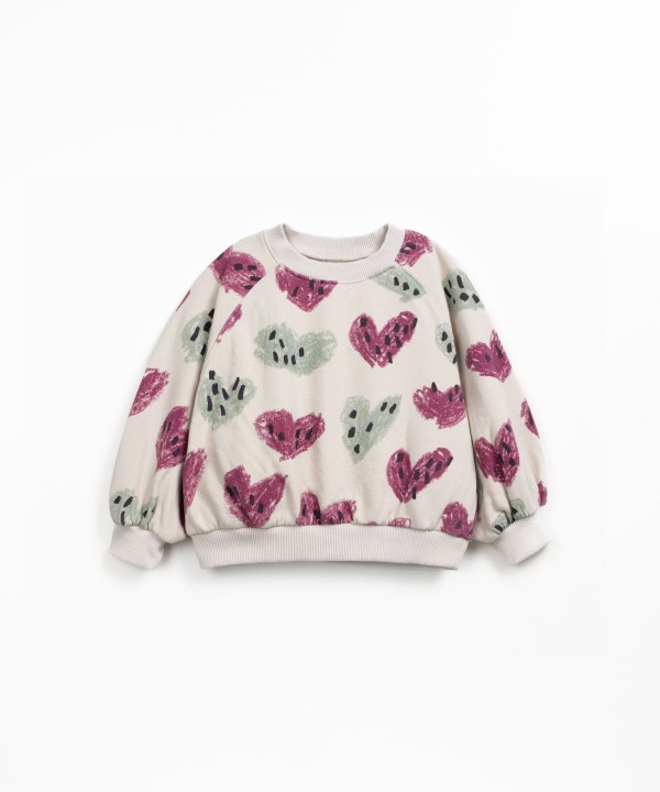 Sweater in a blend of natural fibers with print