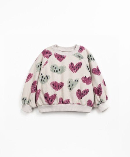 Sweater in a blend of natural fibers with print