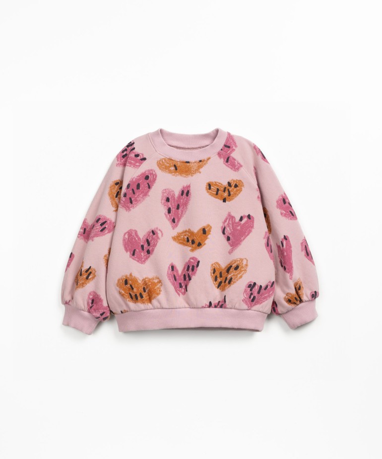 Sweater in a blend of natural fibers with print