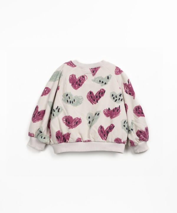 Sweater in a blend of natural fibers with print