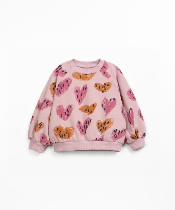 Sweater in a blend of natural fibers with print