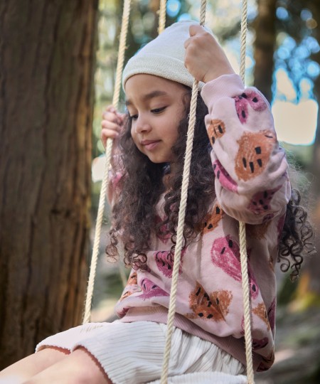 Sweater in a blend of natural fibers with print