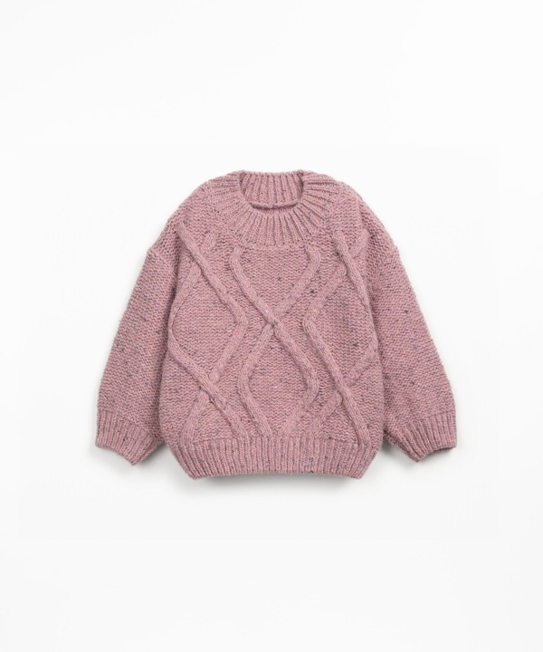 Knitted jersey sweater with wool, recycled wool and viscose