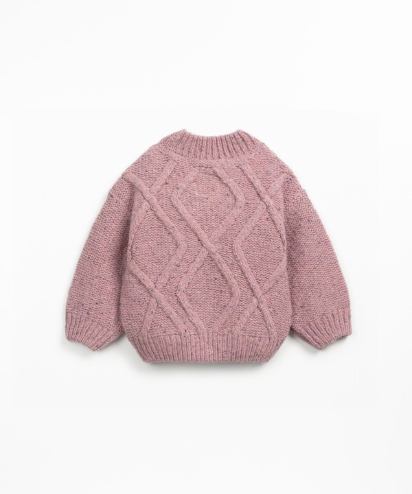 Knitted jersey sweater with wool, recycled wool and viscose