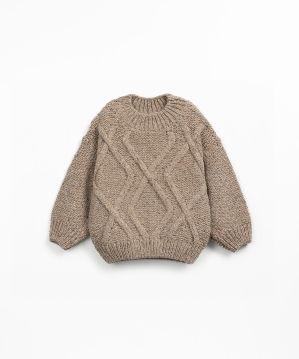 Knitted jersey sweater with wool, recycled wool and viscose
