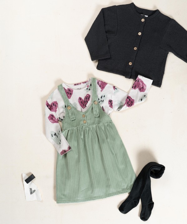 Corduroy dress with front opening