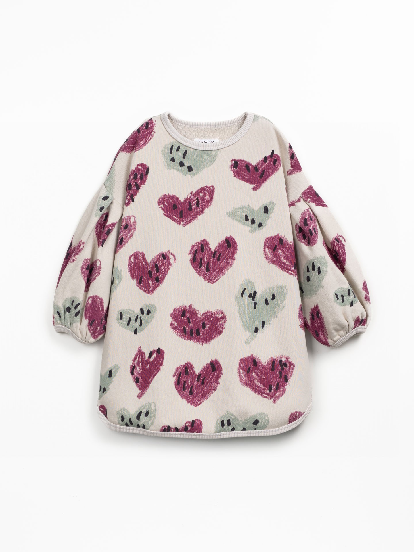 Vestito oversized con stampa di cuori