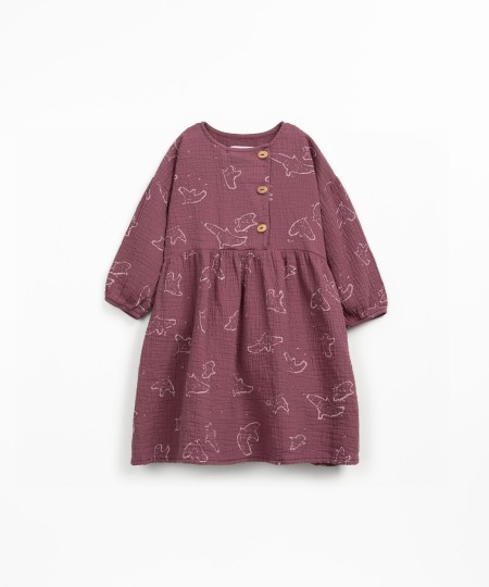 Cotton dress with print and coconut buttons