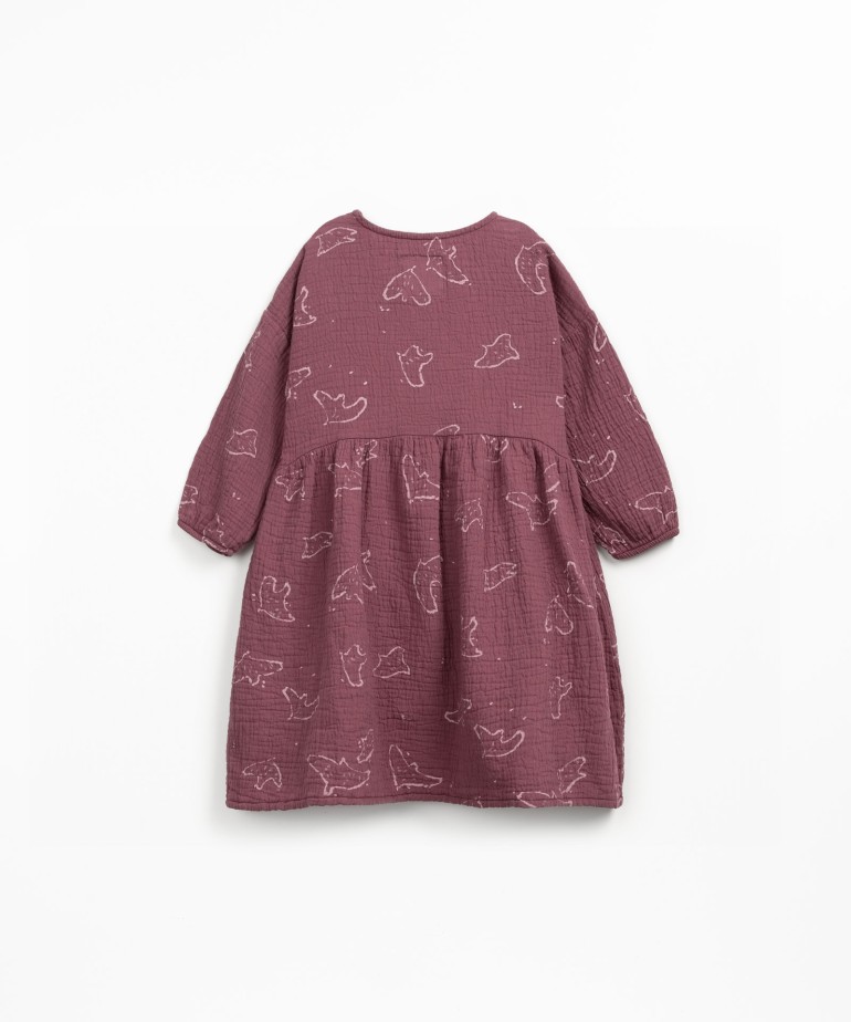 Cotton dress with print and coconut buttons