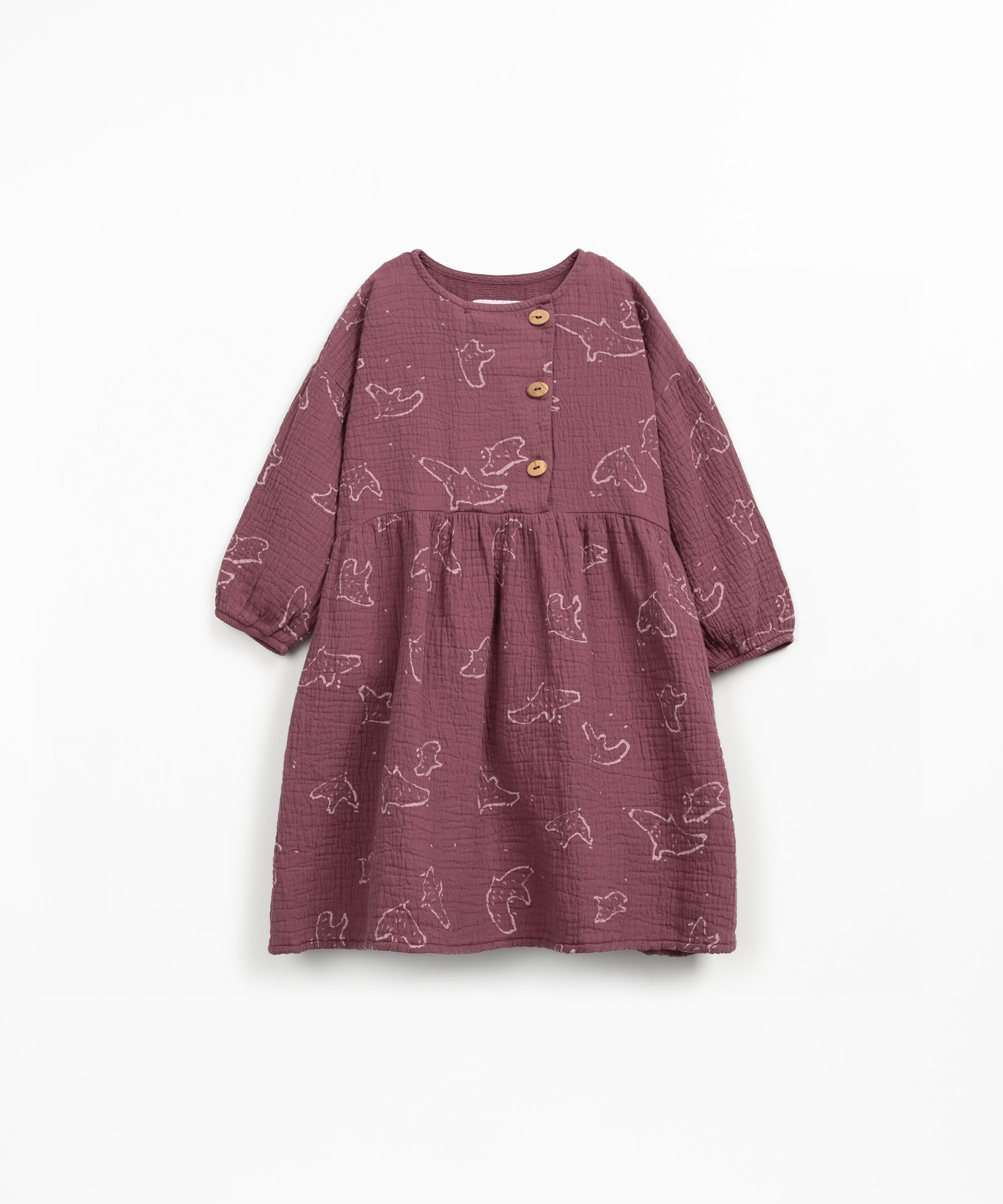 Cotton dress with print and coconut buttons
