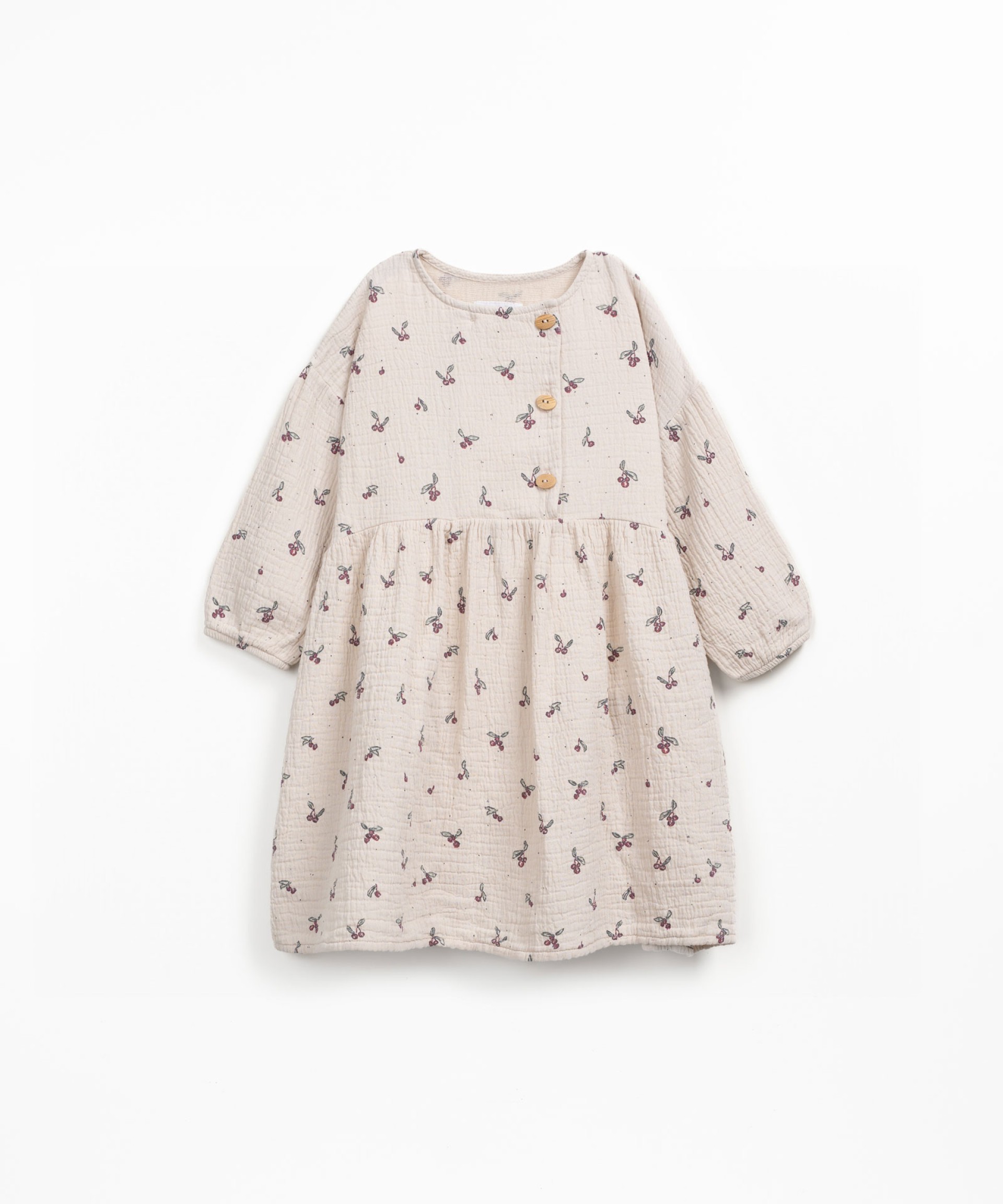 Fabric dress with strawberry tree print