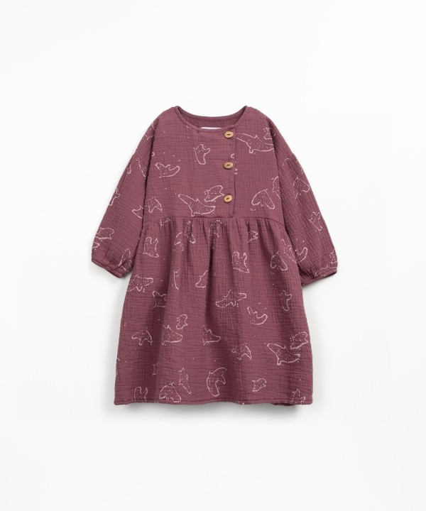 Cotton dress with print and coconut buttons