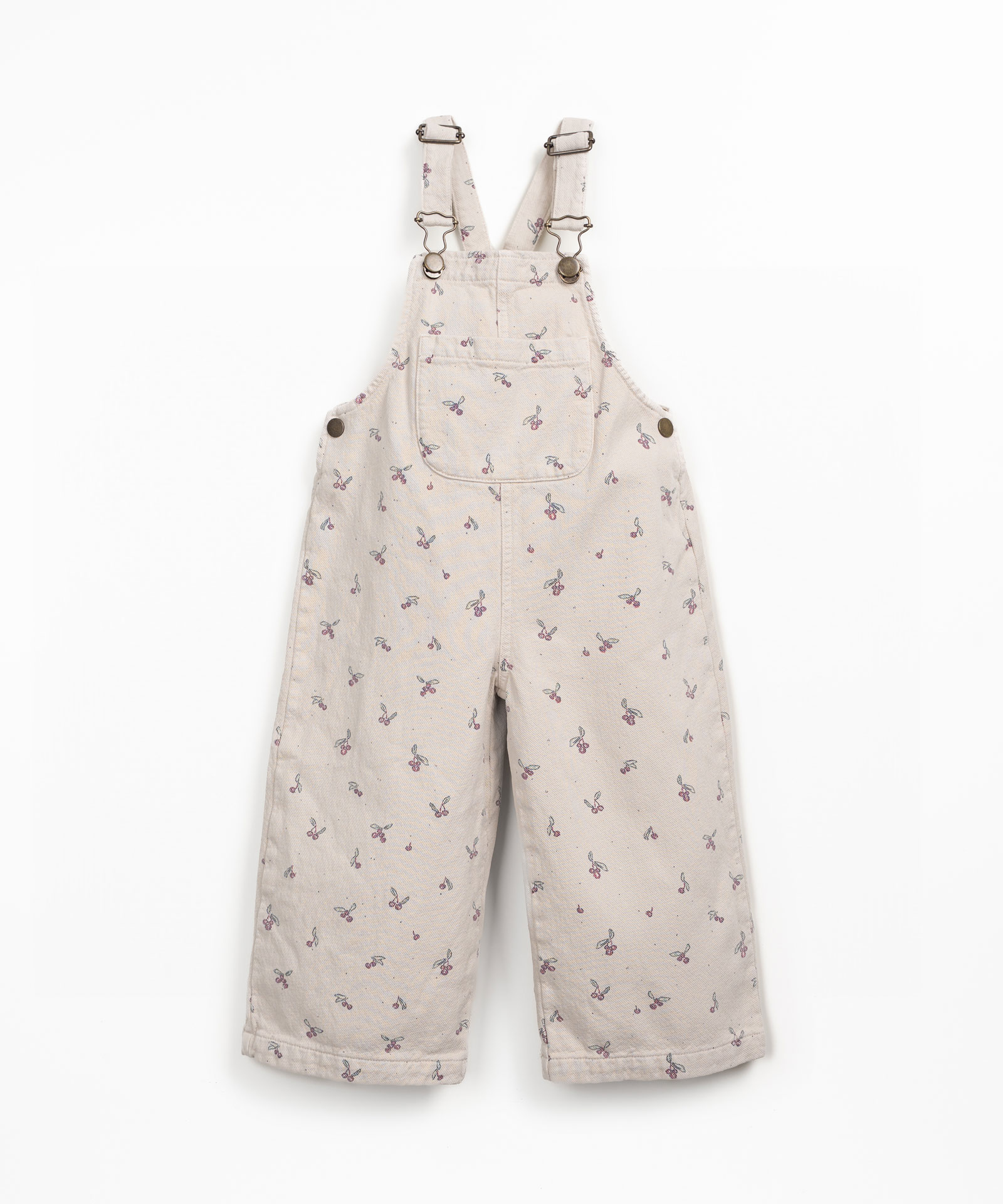 Cotton twill dungarees with strawberry tree print