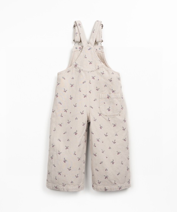 Salopette en serg� de coton avec imprim� d?arbousiers