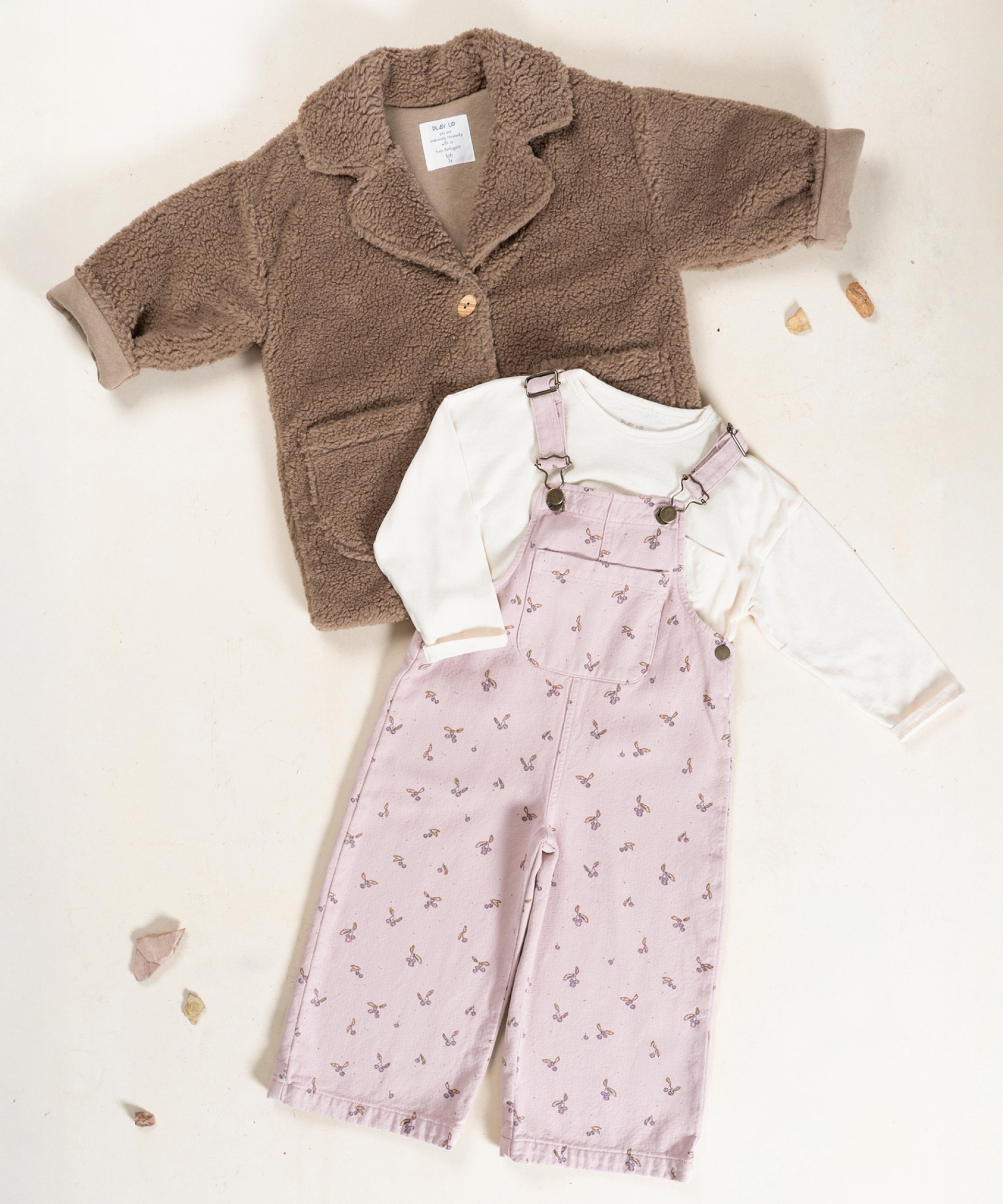 Dungarees with strawberry tree print