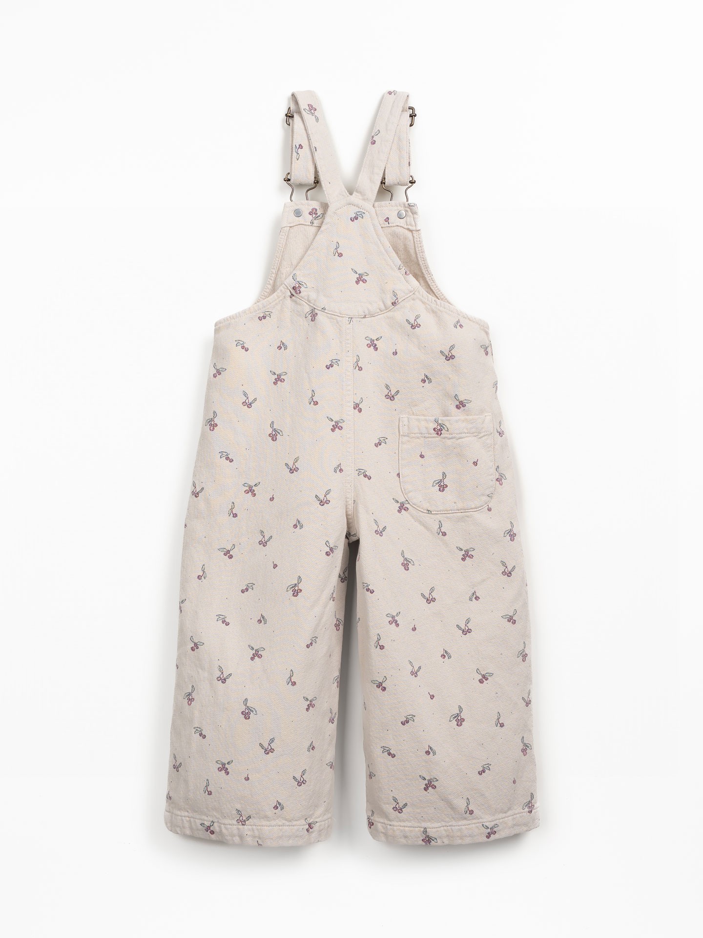Cotton twill dungarees with strawberry tree print