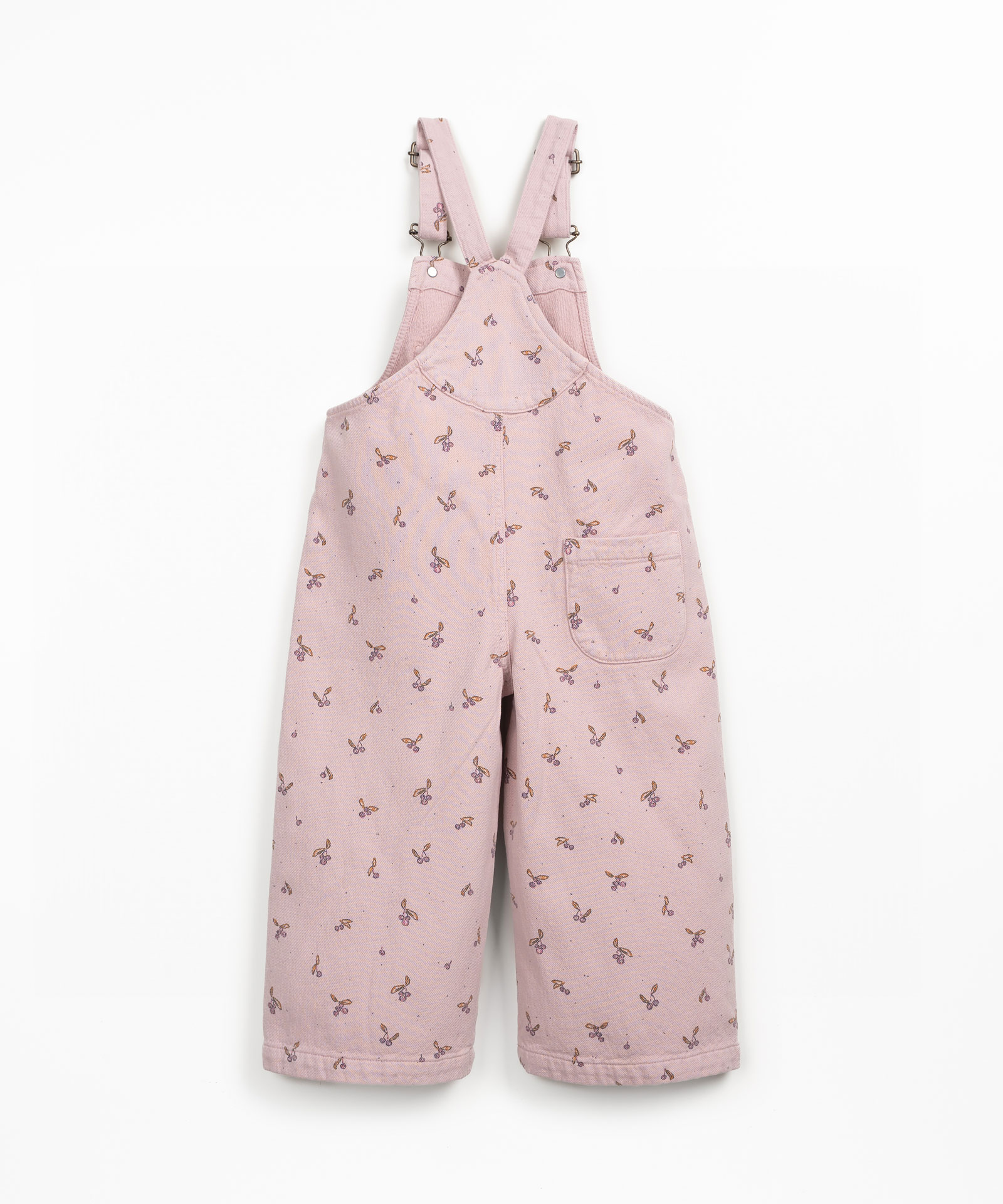 Cotton twill dungarees with strawberry tree print