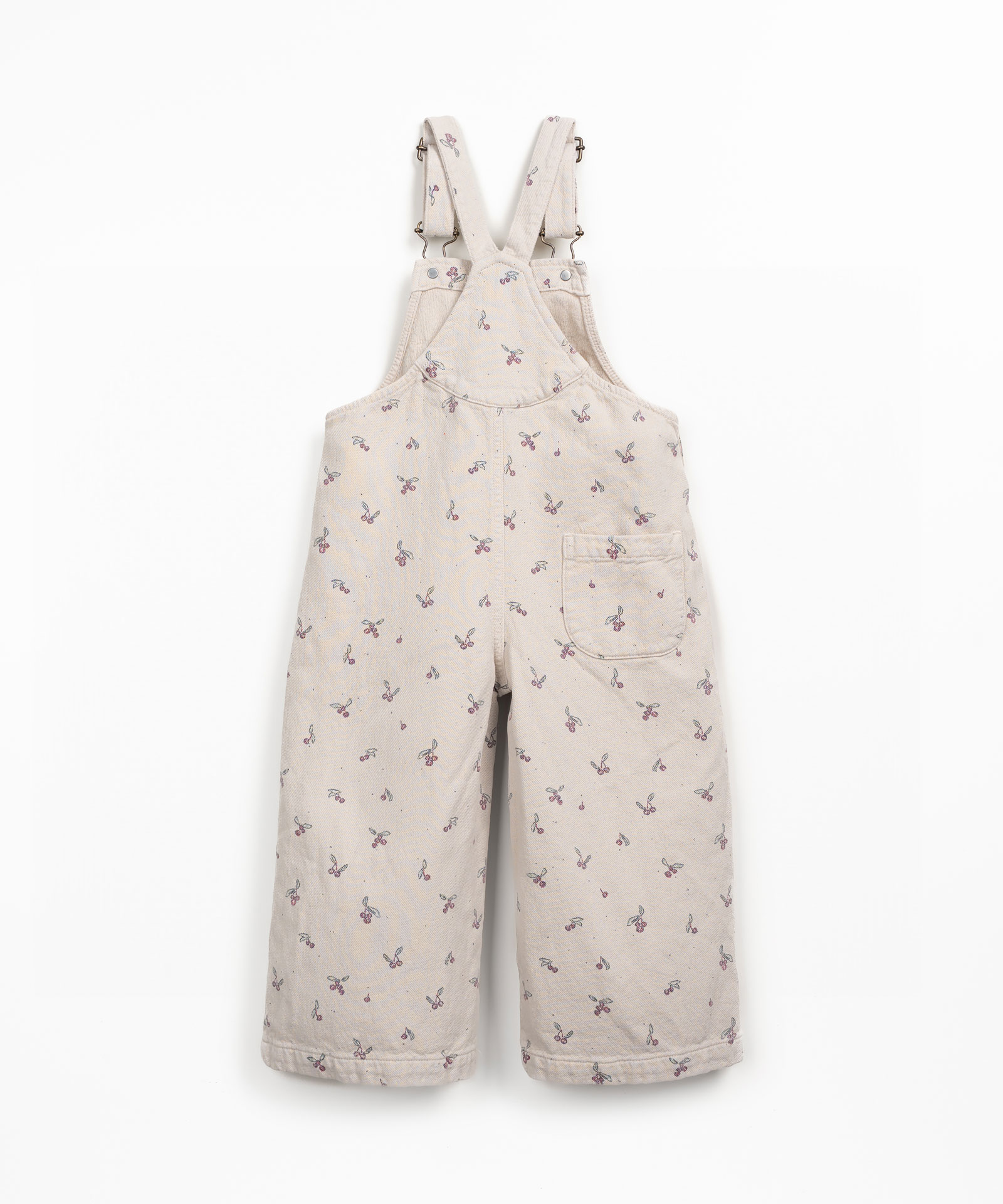 Cotton twill dungarees with strawberry tree print
