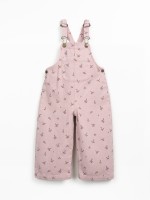 Cotton twill dungarees with strawberry tree print
