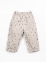 Twill trousers with elastic waistband and print