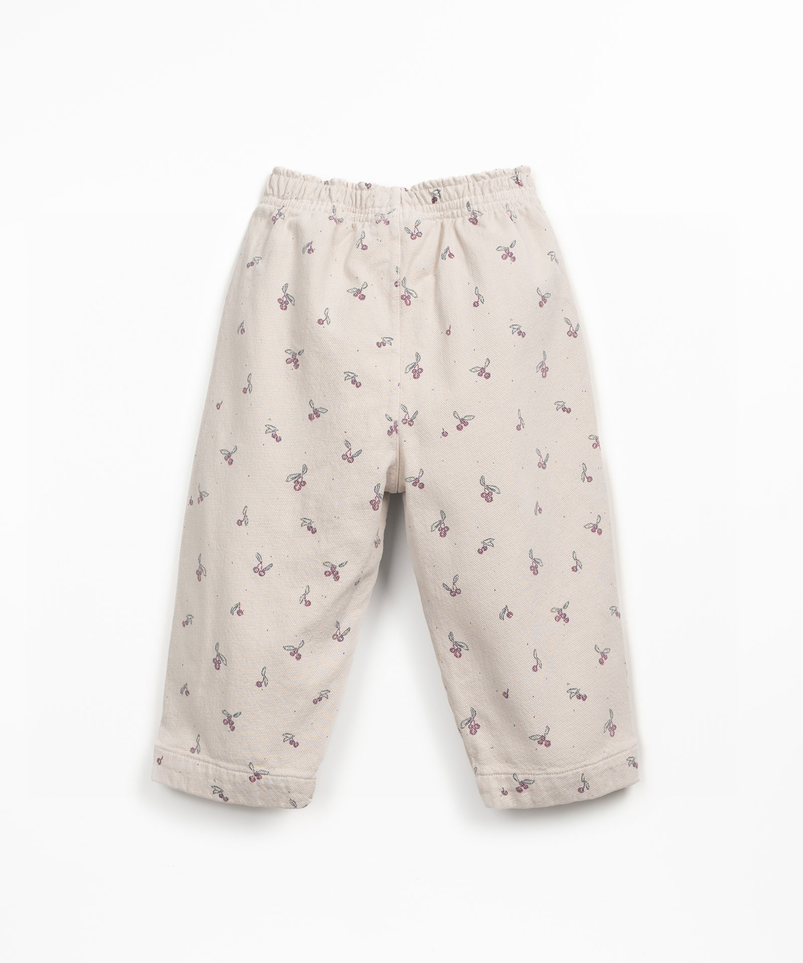 Twill trousers with elastic waistband and print